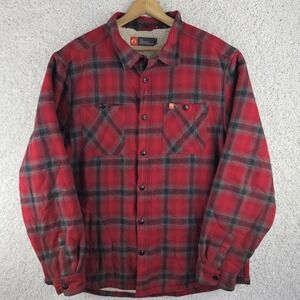 The American Outdoorsman Sherpa Lined Flannel Plaid Shacket Shirt Men's XXL